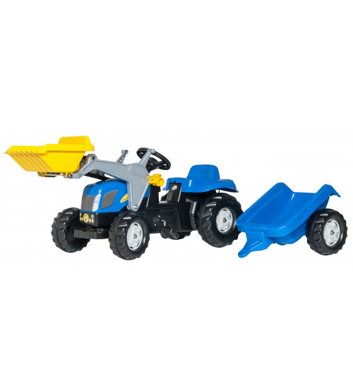 Bērnu traktors ar pedāļiem rollyKid NH T7040 ar kausu un  piekabi  (2,5-5 gadiem) 023929 Vācija